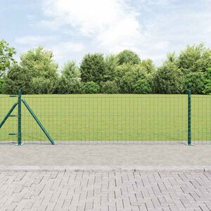 vidaXL Stâlpi de Gard Manual 13 pcs Verde Ø32mm 50 cm Oțel galvanizat Image