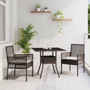 vidaXL Set de masă pentru grădină 3 pcs Maro Rattan poli Image