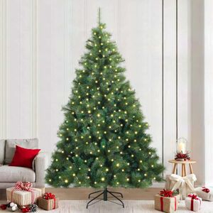 vidaXL Brad de Crăciun artificial cu 300 LED Verde 240 cm PE și PVC Image