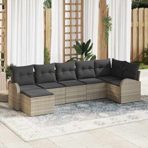 vidaXL Set de canapele pentru grădină 7 pcs Gri deschis Rattan poli Image