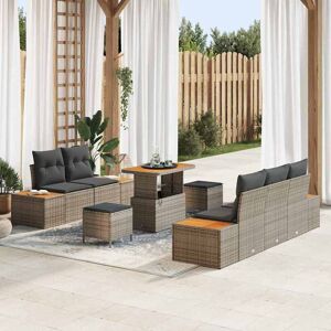 vidaXL Set de canapele pentru grădină 8 pcs Gri deschis și gri închis Image