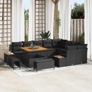 vidaXL Set de canapele pentru grădină 12 pcs Negru Rattan poli Image