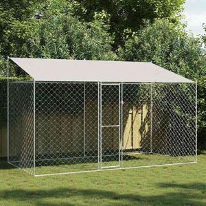 vidaXL Cușcă pentru câine Argintiu 400 x 200 x 256 cm Oțel Galvanizat Image