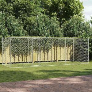 vidaXL Cușcă pentru câine Argintiu 600 x 200 x 256 cm Oțel Galvanizat Image