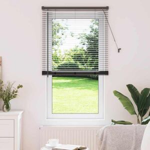 vidaXL Jaluzea pentru Fereastră cu perdele Manual Negru Aluminiu Image
