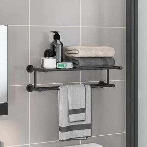 vidaXL Suport pentru prosoape Negru 61 x 23 x 17 cm Oțel inoxidabil Image