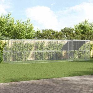 vidaXL Cușcă pentru pui Argintiu 800 x 200 x 198.5 cm Oțel galvanizat Image