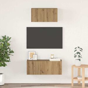 vidaXL Set comodă TV Pe perete 2 pcs stejar artizanal Lemn compozit Image