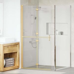 vidaXL Perete de duș Walk-in Manual auriu și transparent 100 x 190 cm Image