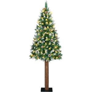 vidaXL Brad de Crăciun subțire cu 300 LED Verde și alb 180 cm Image