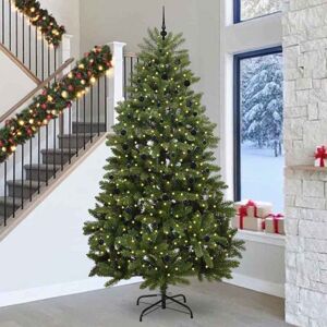 vidaXL Brad de Crăciun artificial cu 300 LED Verde 300 cm PVC și Metal Image