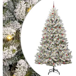 vidaXL Brad de Crăciun artificial Verde și alb 300 cm PVC și Metal Image