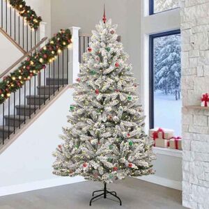 vidaXL Brad de Crăciun artificial Verde și alb 300 cm PVC și Metal Image