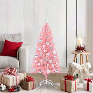 vidaXL Brad de Crăciun cu 150 LED cu suport Roz 120 cm PVC Image
