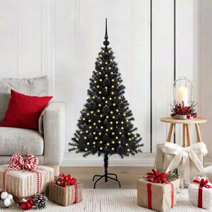 vidaXL Brad de Crăciun cu 150 LED cu suport Negru 120 cm PVC Image