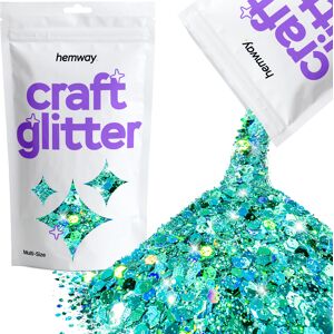 Hemway Multi-Size Craft Glitter 100g / 3.5oz   Turquoise Blue Holographic   Epoxy Resin, DIY, Tumbler, Decoration Image