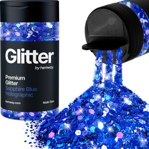 Hemway Multi-Size Glitter Shaker 120g / 4.2oz   Sapphire Blue Holographic   Cosmetic, Festival, Epoxy Resin, Crafts Image
