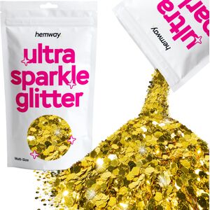 Hemway Multi-Size Ultra Sparkle Glitter 100g / 3.5oz   Gold   Cosmetic, Festival, Crafts Image