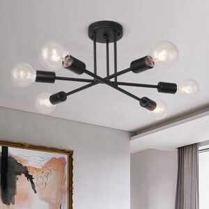 George Oliver Worley 6-Light 48cm Industrial Sputnik Semi Flush Mount Black 48cm H X 121.92cm W X 121.92cm D Image