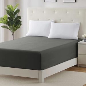 17 Stories Parizoda Plain Fitted Sheet Extra Deep Pocket 30Cm , Elastic Pocket Breathable Silver Grey Kingsize (5') Image