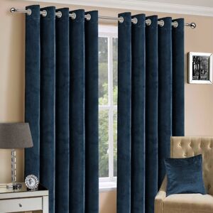 Fairmont Park Hollange Crushed Velvet Eyelet Windows Panel Curtains Navy 228 W x 228 D cm Image