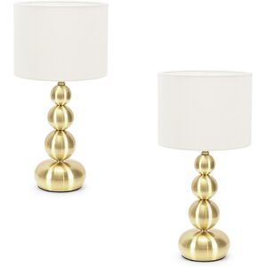 Fairmont Park Marissa Pair of Stacked Ball Table Lamp Light with LED Bulbs White/Gold 23.5cm H X 19cm W X 63cm D Image