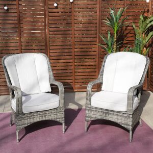 Lark Manor Glenna Patio Rattan Aluminum Dining Side Chair with Cushion Set of 2 Gray 25cm W X 30cm D Image