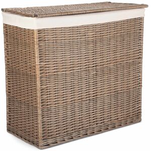 17 Stories Wicker Partition Laundry Basket Antique Wash 70cm H X 74cm W X 38cm D Image