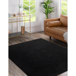 Brayden Studio Beibhinn No Pattern Machine Woven Black Area Rug Black Rectangle 60 x 100cm Image