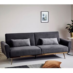 Mercury Shiflet 3 Seater Clic Clac Sofa Bed Platinum Grey Velvet 85cm H X 213cm W X 83cm D Image