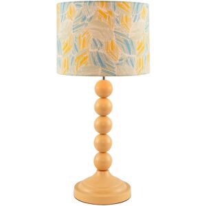 George Oliver Chic Yellow Table Lamp With Graphic Style Multi Colour Fabric Shade By Yellow 45cm H X 25cm W X 25cm D Image