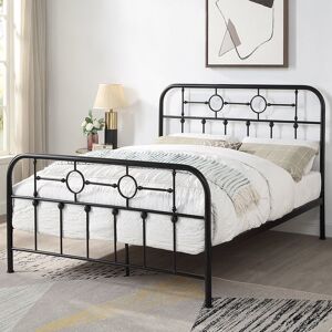 Brambly Cottage Swainswick Victorian Industrial Design Brass Metal King Bed Frame Black Double (4'6) Image