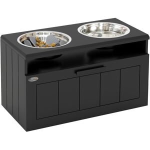 PawHut 2000ml Elevated Feeder,Bowl / Dish,Slow Feeder Black 35cm H X 60cm W X 30cm D Image