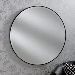 17 Stories Arjay Round Framed Wall Mounted Accent Mirror Black 80cm H x 80cm W Image