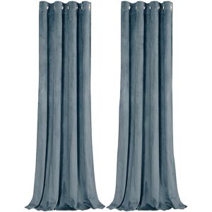 Fairmont Park Velvet Blackout Curtain Panel Pair Light Blue 117cm Width x 160cm Drop Image