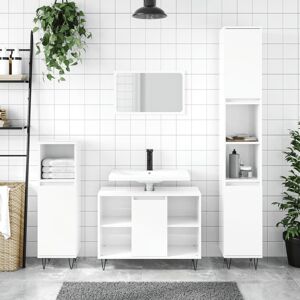 George Oliver Huard Freestanding Bathroom Cabinet High Gloss White 100cm H X 30cm W X 30cm D Image