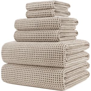 August Grove Bourges 6 Piece Quick Dry Bath Towels Multi-Size Set Beige Washcloth;Hand Towel;Bath Towel Image