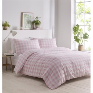 Brambly Cottage Gingham Blue Single Duvet Cover Set Pink/White Single Duvet Cover + 1 Standard Sham Image