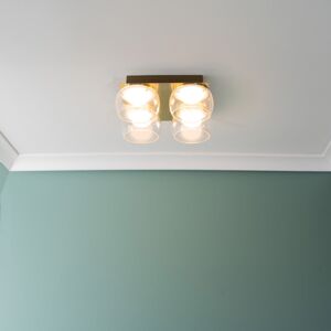 Fairmont Park Adelyna Glass LED Flush Mount Gold/Clear 11cm H X 28cm W X 28cm D Image