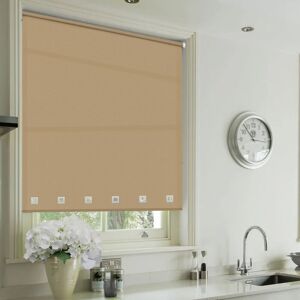 AR WARE Roller Blinds Square Eyelet Polyester Fabric Trimmable Blinds With Plastic Coated Metal Fittings Cappuccino 210 cm L x 60 cm W Image