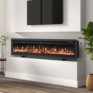 Wade Logan Ketilfrith Electric Fireplace with Remote Included, 12 Flame Colours, and 1800W Black 34.1cm H x 203.2cm W x 14.2cm D Image