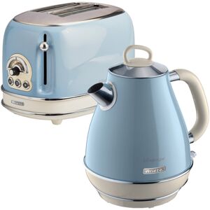 Ariete Vintage 1.7L Stainless Steel Jug Kettle with 2 Slice Toaster Set Blue 1.7L Image