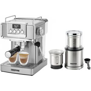 GEEPAS 1465W Espresso Coffee Machine & 200W Coffee Grinder Combo Silver;Black 1.8L Image