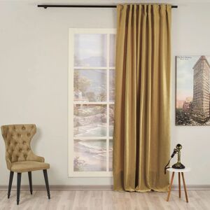 Lilijan Home & Curtain Extra Long & Extra Wide Faux Linen Decorative Curtain Single Panel Mustard Yellow 140cm Width x 375cm Drop Image