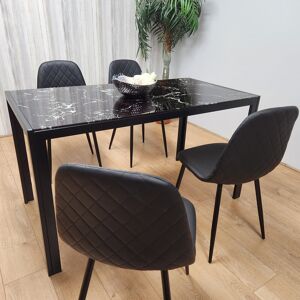 George Oliver Amoux 4 - Person Dining Set Black 75 x 120 x 70cm Image