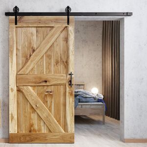Union Rustic Virpi Solid Oak Barn Doors Natural Wood Oiled 220cm H x 80cm W x 4cm D Image