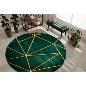 Fairmont Park Exclusive glamorous, stylish, geometric bottle green / gold rug Round 120cm Image