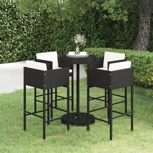 Ebern Designs Garden Bar Set with Cushions Patio Black 106cm H X 75.5cm W X 75.5cm D Image