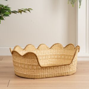Archie & Oscar Natural & Cream Scallop Pet Bed with mat Cream 24cm H x 64cm W x 42cm D/Small (11 -25 lbs) Image