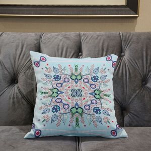 AmritaSen Floral Square Cushion With Filling Light Blue/Green/Red 46cm H x 46cm W Image